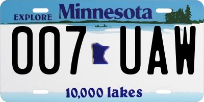 MN license plate 007UAW