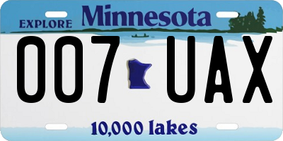 MN license plate 007UAX