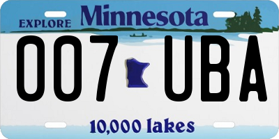 MN license plate 007UBA