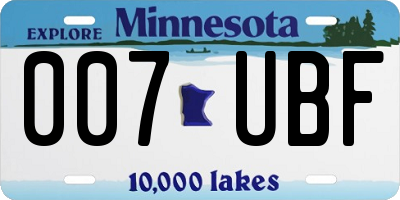 MN license plate 007UBF