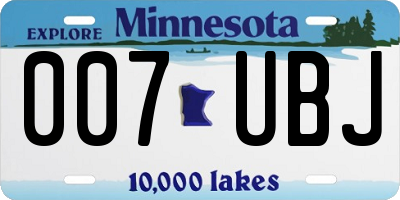 MN license plate 007UBJ