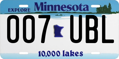 MN license plate 007UBL
