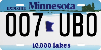 MN license plate 007UBO