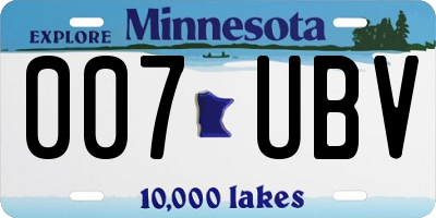 MN license plate 007UBV