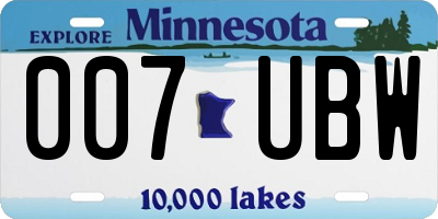 MN license plate 007UBW