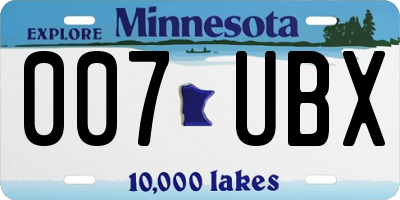MN license plate 007UBX