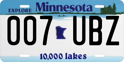 MN license plate 007UBZ