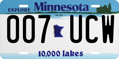 MN license plate 007UCW