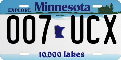 MN license plate 007UCX