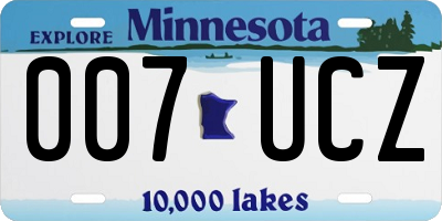 MN license plate 007UCZ