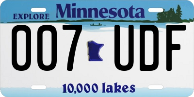 MN license plate 007UDF