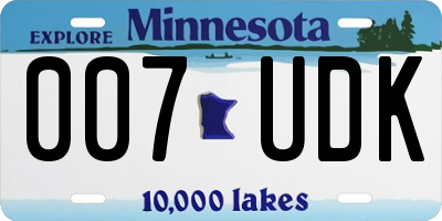 MN license plate 007UDK