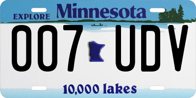 MN license plate 007UDV