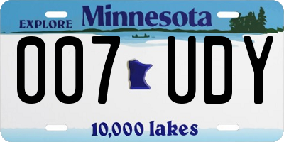 MN license plate 007UDY