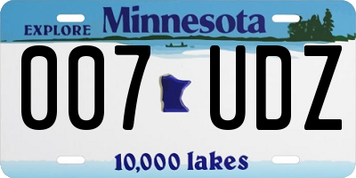 MN license plate 007UDZ