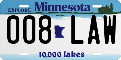 MN license plate 008LAW