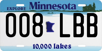 MN license plate 008LBB
