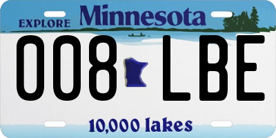 MN license plate 008LBE