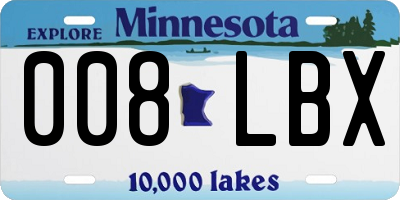 MN license plate 008LBX