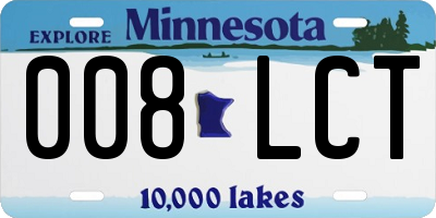 MN license plate 008LCT
