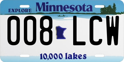MN license plate 008LCW