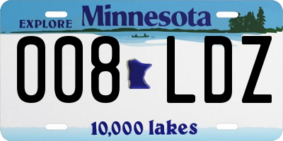 MN license plate 008LDZ