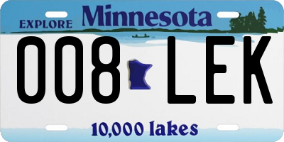 MN license plate 008LEK