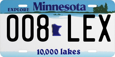 MN license plate 008LEX