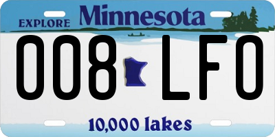 MN license plate 008LFO