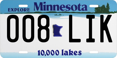 MN license plate 008LIK