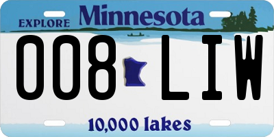 MN license plate 008LIW