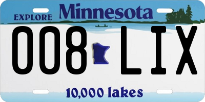 MN license plate 008LIX