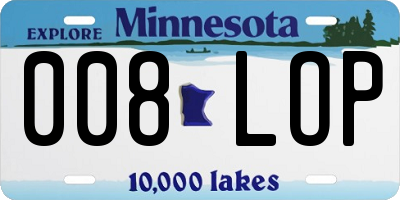 MN license plate 008LOP