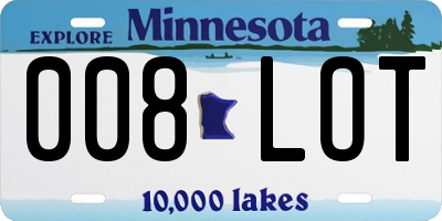MN license plate 008LOT