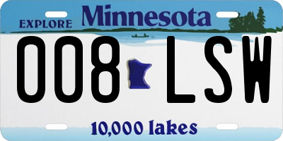 MN license plate 008LSW