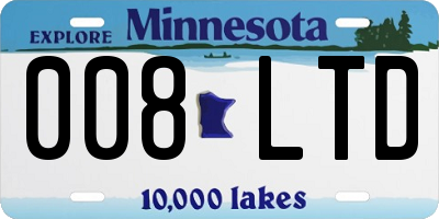 MN license plate 008LTD