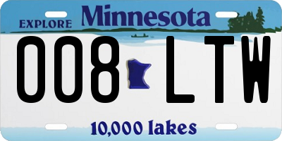 MN license plate 008LTW