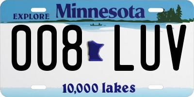 MN license plate 008LUV