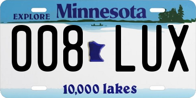 MN license plate 008LUX