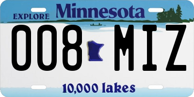 MN license plate 008MIZ