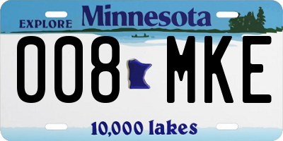 MN license plate 008MKE