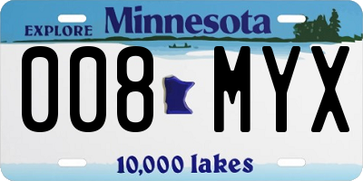 MN license plate 008MYX