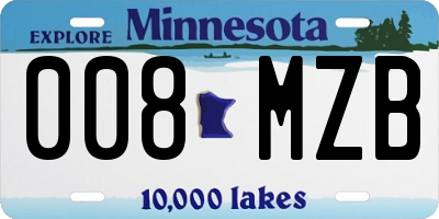 MN license plate 008MZB