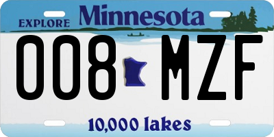 MN license plate 008MZF
