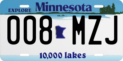 MN license plate 008MZJ