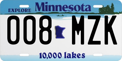MN license plate 008MZK