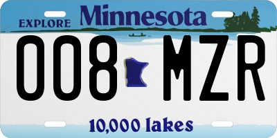 MN license plate 008MZR