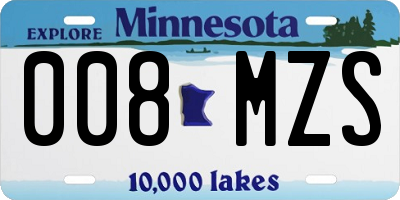 MN license plate 008MZS