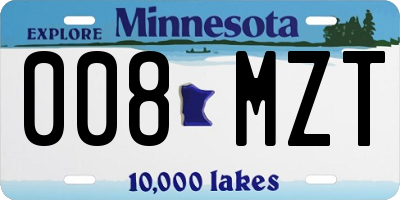 MN license plate 008MZT