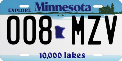 MN license plate 008MZV
